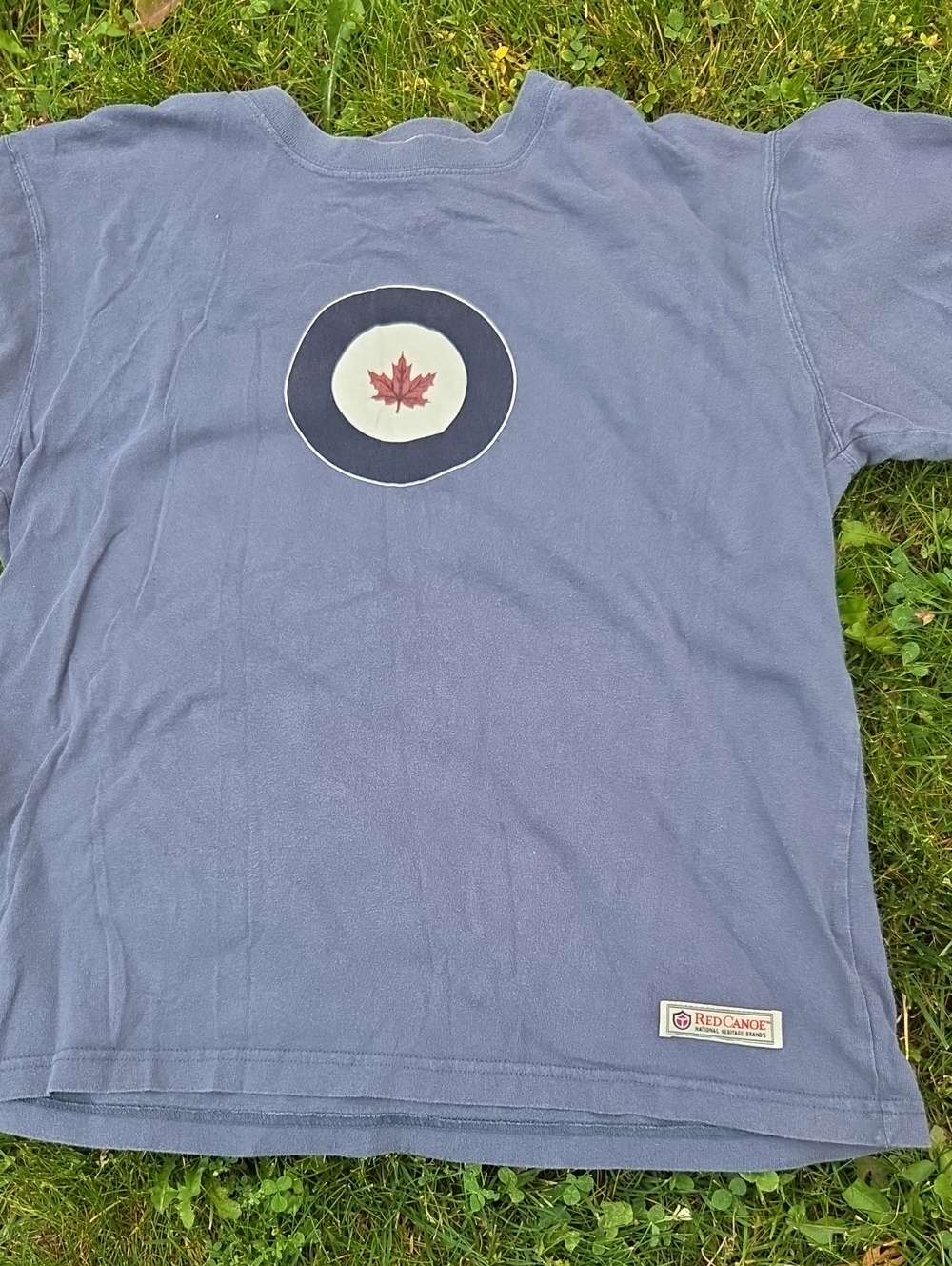 Red Canoe Men's Short-Sleeve Tee in Pale Blue with Maple Emblem
